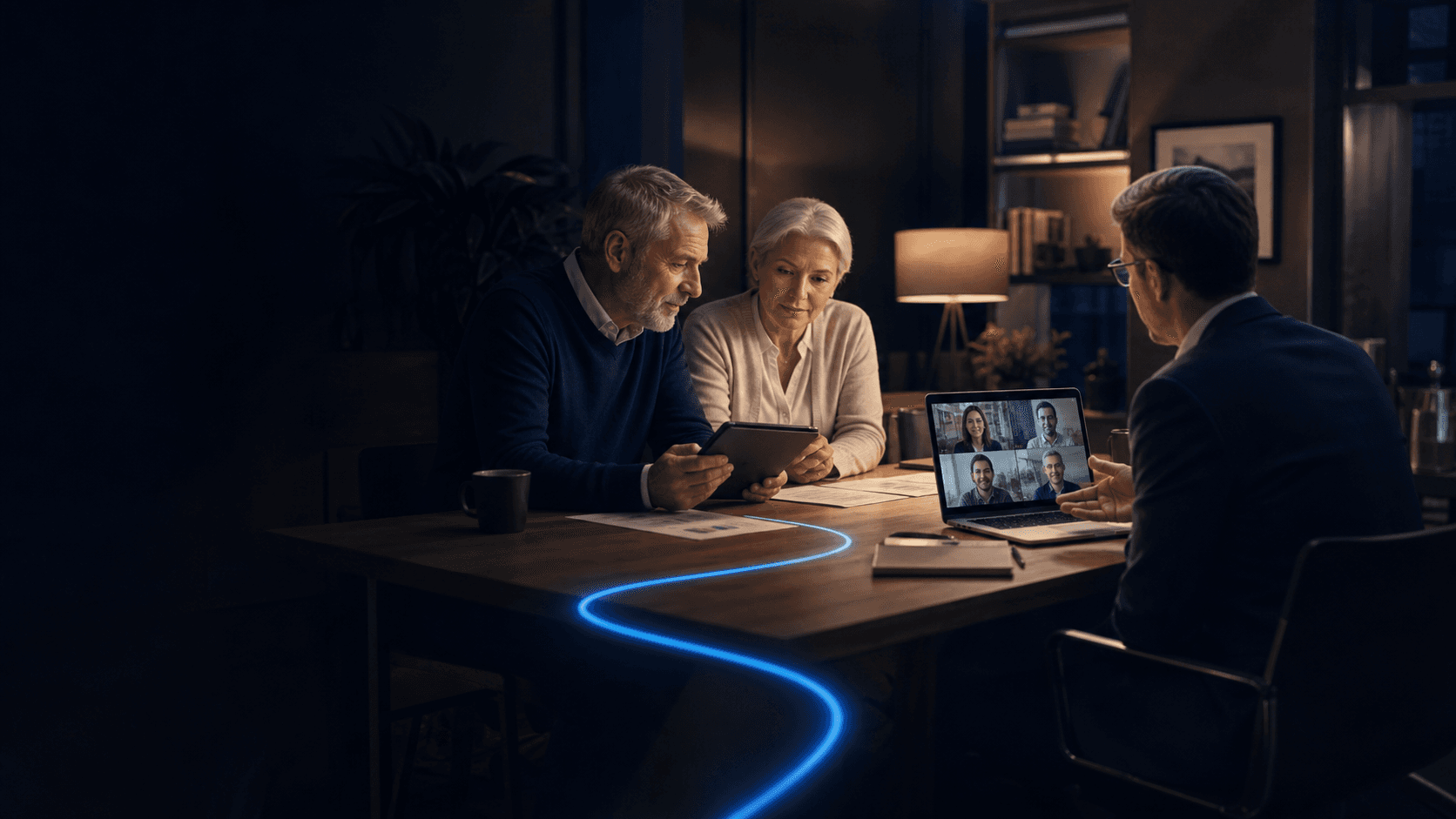 A couple reviewing their retirement plan with a financial professional